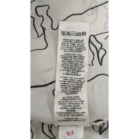 Asos Womens Size XL White Sketchy Faces Print Long Sleeve Button Up Shirt Top - Picture 6 of 7